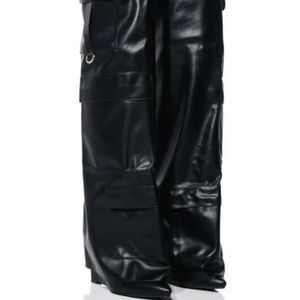 AZALEA WANG ALEXIA BLACK FOLD OVER WEDGE BOOT IN BLACK